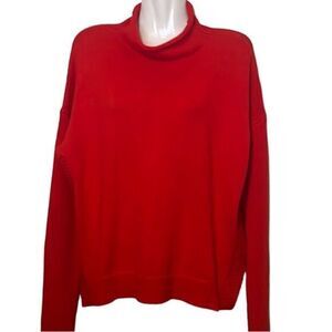 Tahari women’s sweater L cotton‎ blend long sleeve pullover contrasting ribbing